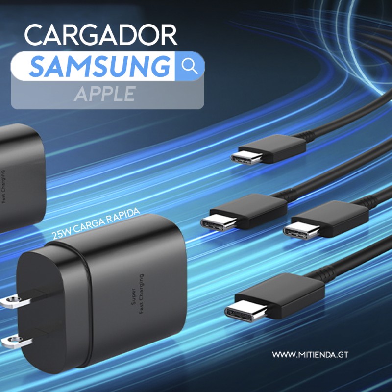 CARGADOR CUBO PARED 25W Y CABLE USB-C/C SAMSUNG